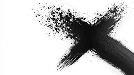 Black paint splash abstract on white background