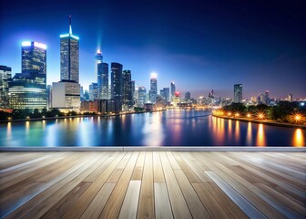 Fototapeta premium Night Cityscape Service Presentation on White Background Stock Photo
