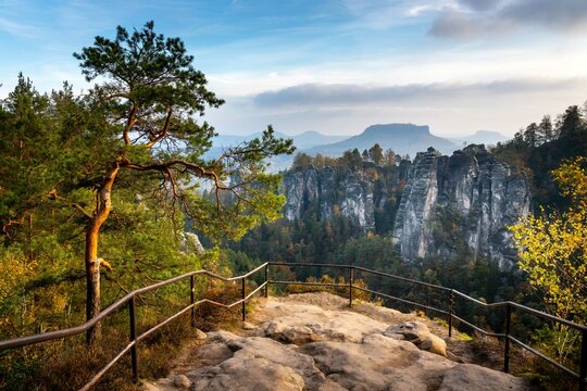 limestone mountains in the saxon switzerland in germany