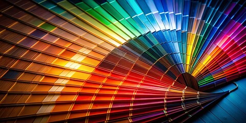 Obraz premium Night Photography: Vibrant Paint Swatch Fan, Artistic Color Explosion