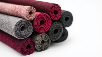A row of colorful fabric rolls stacked on top of each other