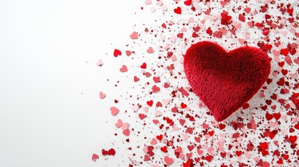 A red heart is surrounded by a pile of red hearts