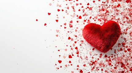 A red heart is surrounded by a lot of red hearts