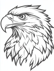 Fototapeta premium Majestic Eagle Head Sketch Showcasing Intricate Feather Details and Piercing Eyes Against a Minimalist Background