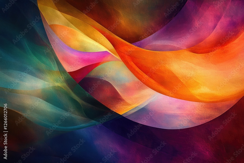 Aufkleber Abstract art showcasing vibrant, flowing colors and translucent textures creating a dynamic, visually captivating piece.