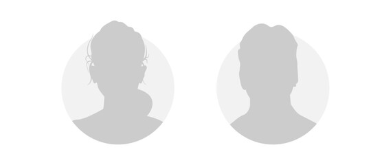 Vector flat illustration. Icons of man and woman. Avatar, user profile, person icon, profile picture. Suitable for social media profiles, icons, screensavers and as a template. Business concept.
