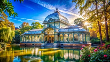 Palacio de Cristal Madrid: Stunning High-Resolution Stock Photo of Iconic Glass Palace