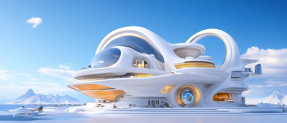 湖上の近未来都市