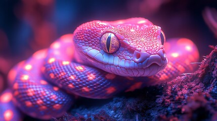 Fototapeta premium Black and Gold Reptile with Vivid Snake Eyes Closeup image