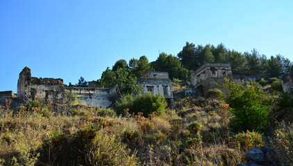 Fototapeta premium Historical Kayakoy, located in Fethiye, Turkey, is an old Greek settlement with abandoned houses and churches.