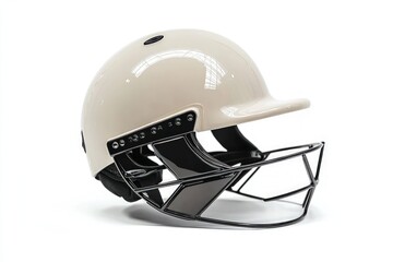 Fototapeta premium Professional cricket helmet on white background with detailed design