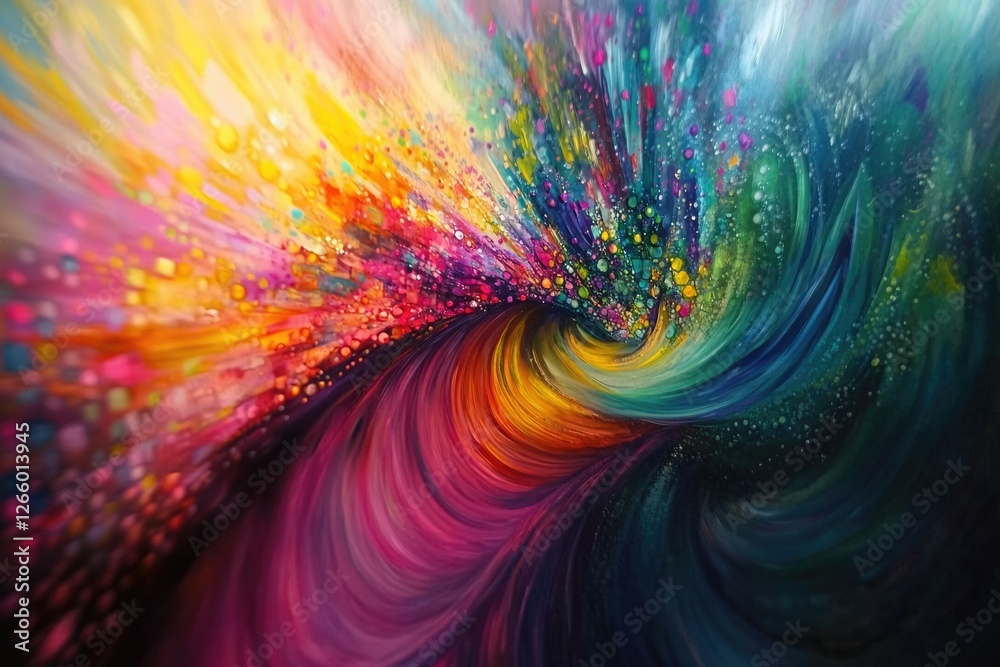 Aufkleber vibrant, swirling abstract painting with a burst of colors creating a mesmerizing vortex effect.