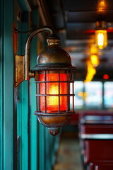 A light that is on the side of a building