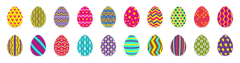 Eggs vector collection different pattern colorful isolated on background for greeting card, promotion, party poster, tag, decoration, banner sale, stamp, label, special offer