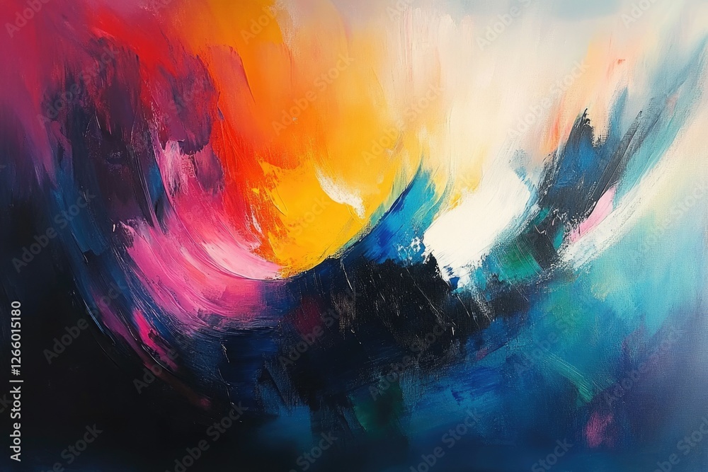 Aufkleber vibrant abstract painting with dynamic brushstrokes, showcasing a spectrum of colors in a swirling m