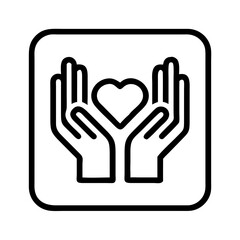 Obraz premium Two hands gently cradle a heart, symbolizing love and care. The design is minimalistic, focusing on the connection between hands and heart to express heartfelt emotions