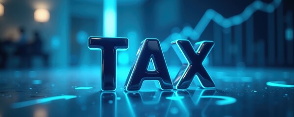 A sleek and modern representation of "TAX" emphasizing financial growth and analysis, perfect for accounting, finance, and investment themes.