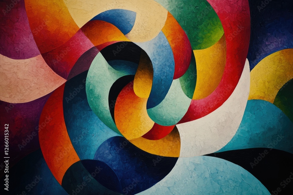 Aufkleber Abstract artwork featuring vibrant, interwoven curves in diverse colors, creating a dynamic and visually captivating composition.