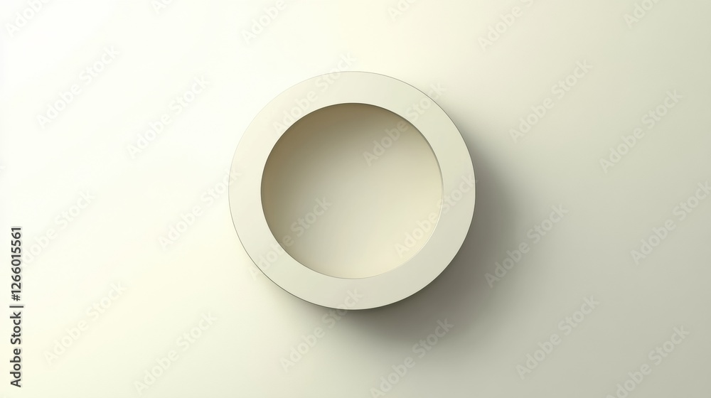 Poster White circular object on a plain background creating a minimalist design effect in a modern setting. Generative AI