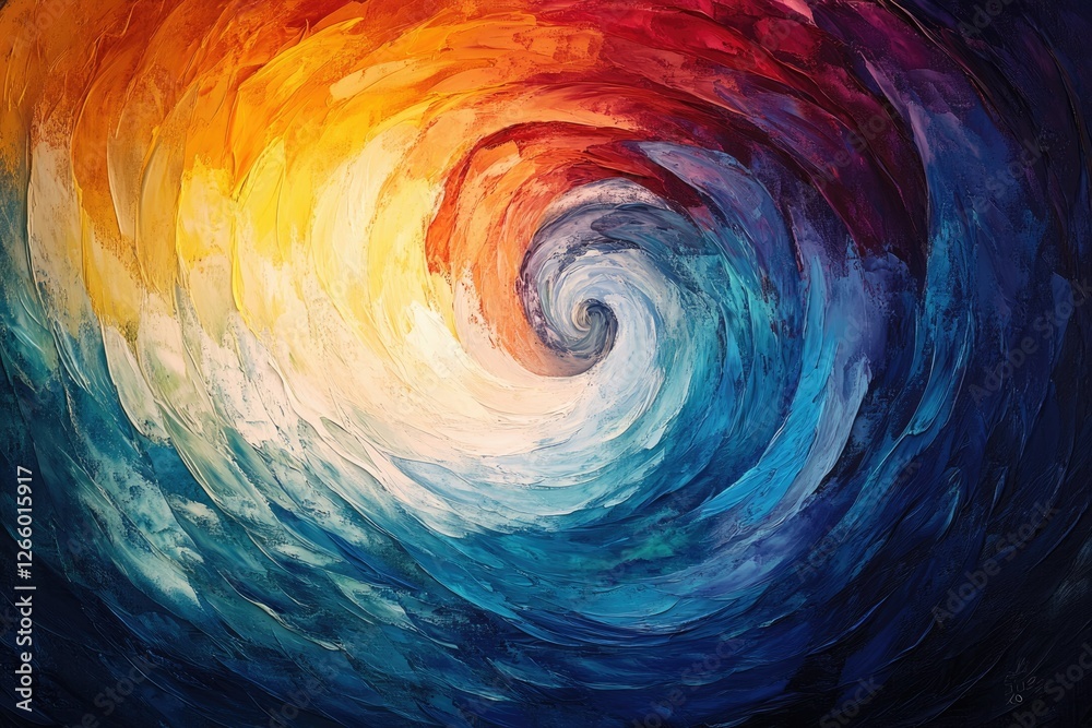 Poster Abstract swirling vortex of vibrant colors, representing energy and movement in a dynamic composition.
