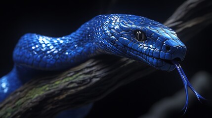 Mysterious blue snake fierce stare images