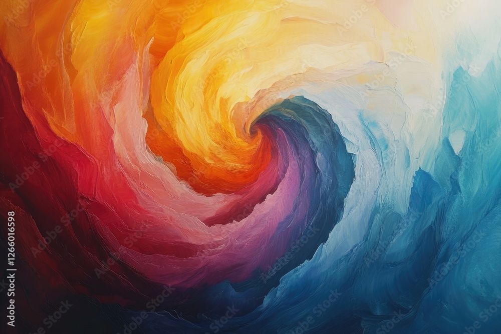 Aufkleber abstract swirling vortex of vibrant colors, transitioning from warm oranges and reds to cool blues.