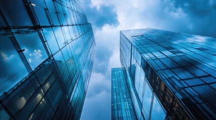 Fototapeta premium Towers of Glass and Steel Piercing a Cloudy Sky