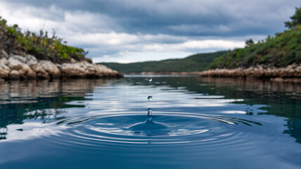 Crystal Clear Water Droplet Creating Ripples - World Water Day Concept