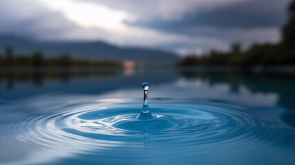 Crystal Clear Water Droplet Creating Ripples - World Water Day Concept
