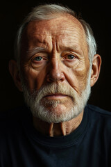 Obraz premium An older man with a white beard and a black shirt
