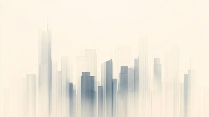Fototapeta premium Cityscape skyline, hazy morning, urban background, architectural design