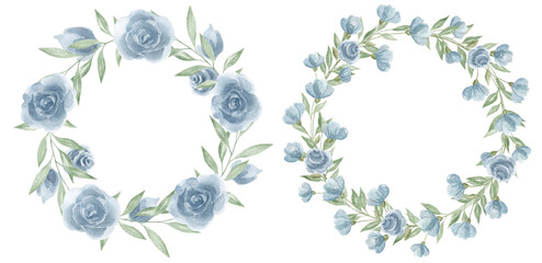 Floral watercolor wreath. Set for decoration. Holidays, weddings, spring, autumn. Invitation. Rose wreath. Texture. Bouquet, composition. Set. Scrapbooking. Frame. Round frame.