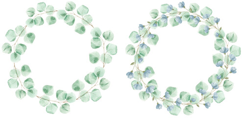 Floral watercolor wreath. Set for decoration. Holidays, weddings, spring, autumn. Invitation. Rose wreath. Texture. Bouquet, composition. Set. Scrapbooking. Frame. Round frame.