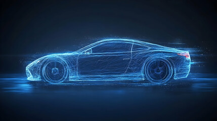 Naklejka premium Futuristic car outline, abstract design, digital art, graphic, technology
