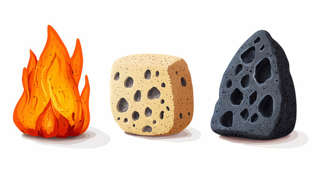 Isolated bath sponges on a transparent background for use in beauty and personal care applications. Lava-Forged Weapons. Illustration