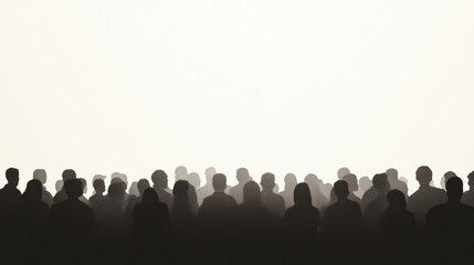 Naklejka premium Crowd silhouette, event, audience, bright background, public gathering