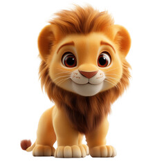 3D Baby Lion Character Isolated on Transparent Background.PNG