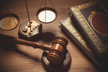 Judge gavel and book, law concept