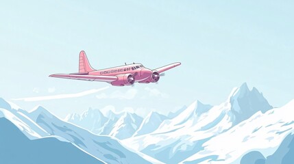 Fototapeta premium Vector Illustration of High Altitude Airplane Flying in Clear Blue Sky