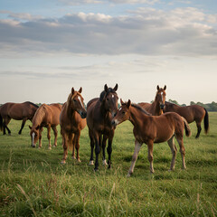 Obraz premium horses in the field