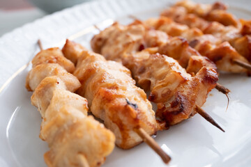 Grilled chicken Meat On Yakitori Style Meal Japanese Food