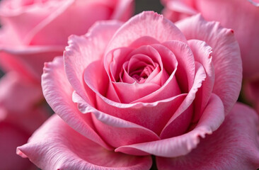 Fototapeta premium Bush large pink roses, blooming flower outside garden, close-up. AI Generative