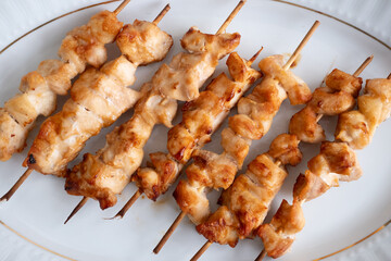 Grilled chicken Meat On Yakitori Style Meal Japanese Food
