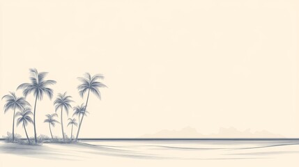 Pastel Beach Scene with Palms