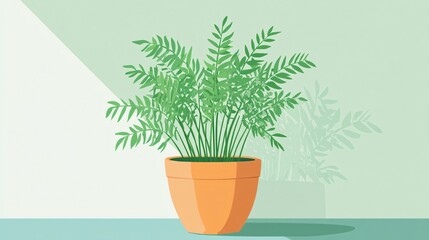 Fototapeta premium Indoor Potted Plant Illustration: Asparagus Fern