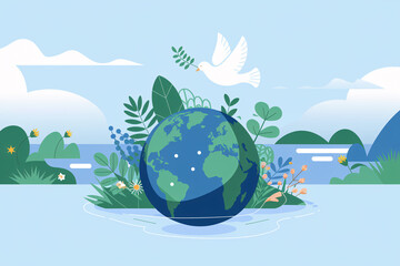 Earth Day Concept Art - Environmental Protection and Sustainability Illustration