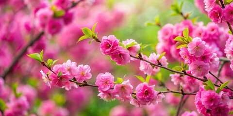 Naklejka premium Pink Spring Blossoms: Sakura-like Shrub in Full Bloom - Stock Photo