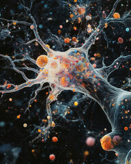 Visualization of a dynamic neuro-map illustrating intricate neural connections