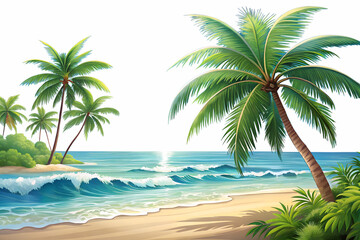 tropical beach with palm trees
