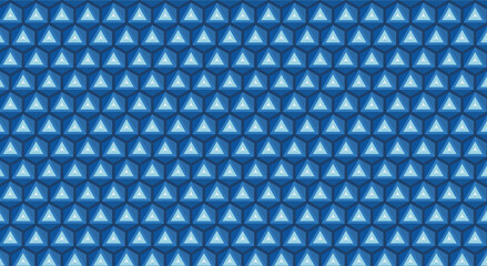Geometric patterns with a monochromatic blue palette and a subtle illusion of depth. The pattern consists primarily of triangles, arranged in a particular way to create larger repeating units